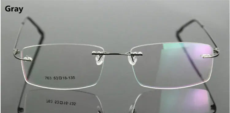 UVLAIK Classic Mens Pure Titanium Rimless Glasses Frames Myopia Optical Frame Ultra-light Titanium Frameless Eyeglasses Frame