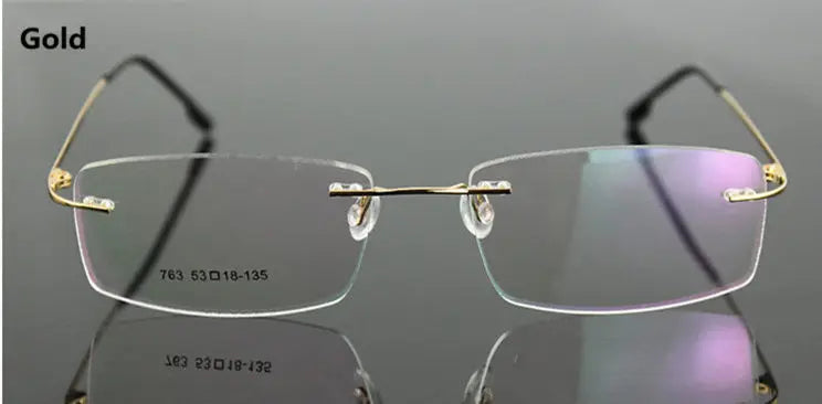 UVLAIK Classic Mens Pure Titanium Rimless Glasses Frames Myopia Optical Frame Ultra-light Titanium Frameless Eyeglasses Frame