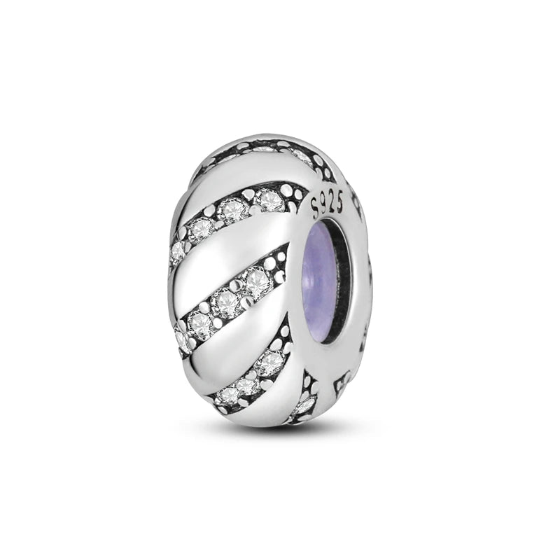 Charm Hot Sales 925 Sterling Silver Charms Beads CZ pave Round Clip Charms Fit Original Bracelet Necklace Charms Jewelry Gift