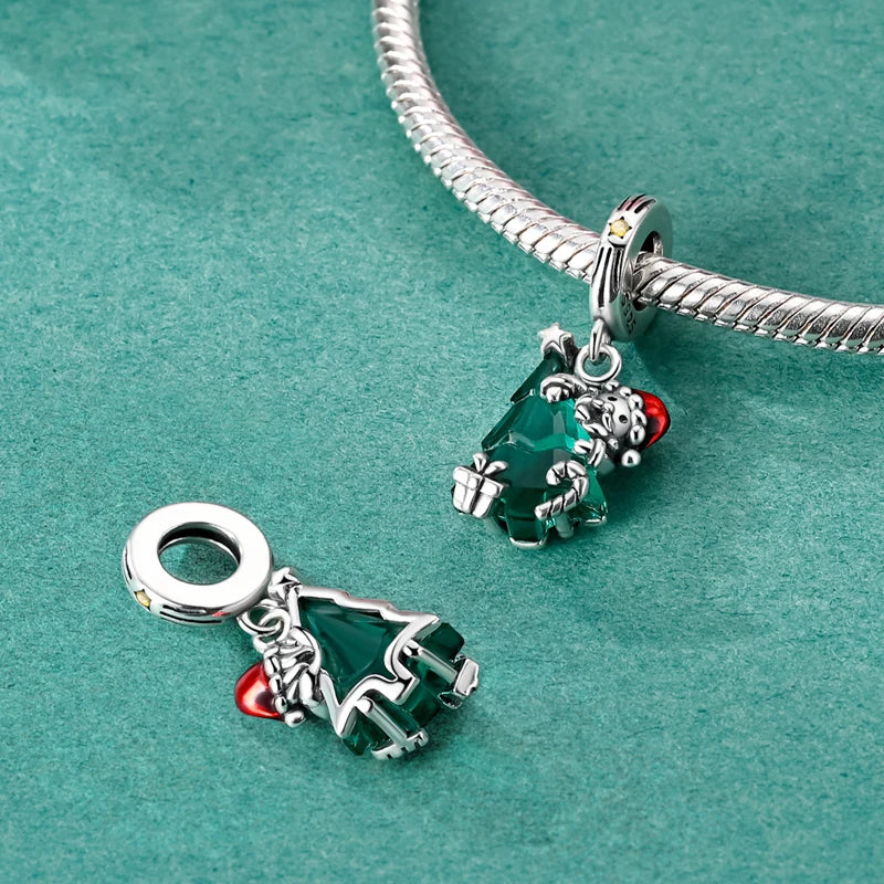 Christmas Charm Bead Pendant 925 Sterling Silver Christmas Elk Snowman Santa Claus Charm Fit Original Bracelet Women DIY Jewelry