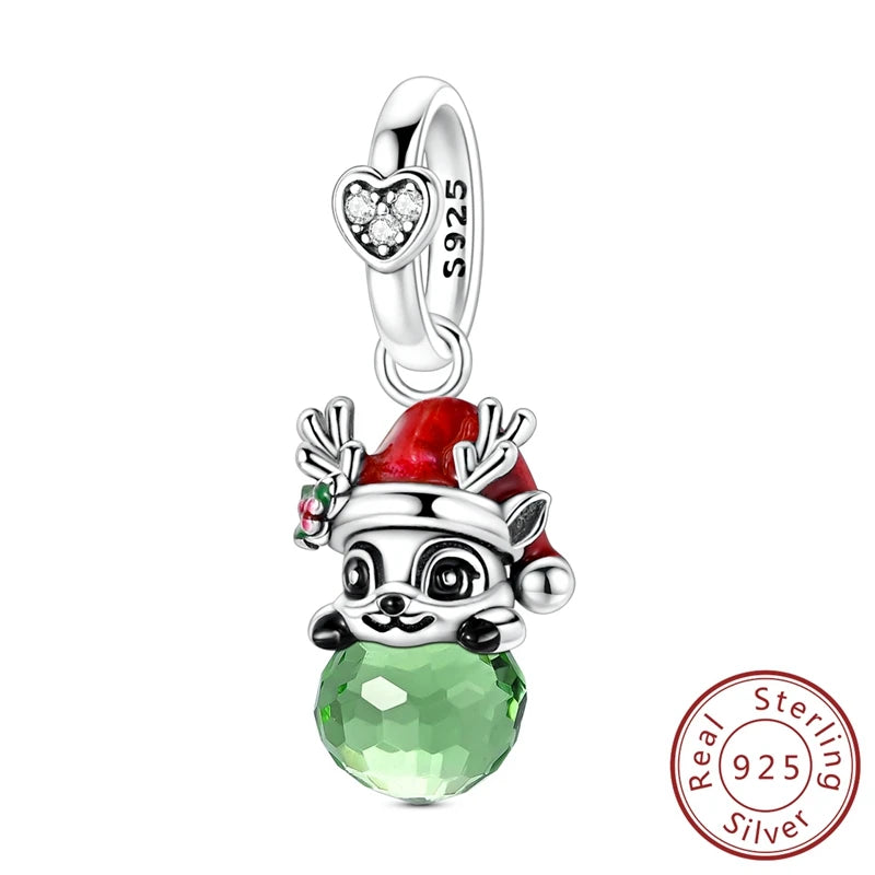 Christmas Charm Bead Pendant 925 Sterling Silver Christmas Elk Snowman Santa Claus Charm Fit Original Bracelet Women DIY Jewelry