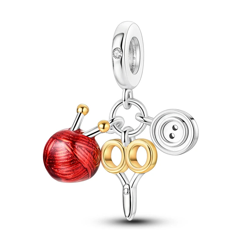 New 925 Sterling Silver Charms Bead Red Cherry Strawberry Love Heart Charm Fit Original Bracelet Pendant DIY Jewelry For Women