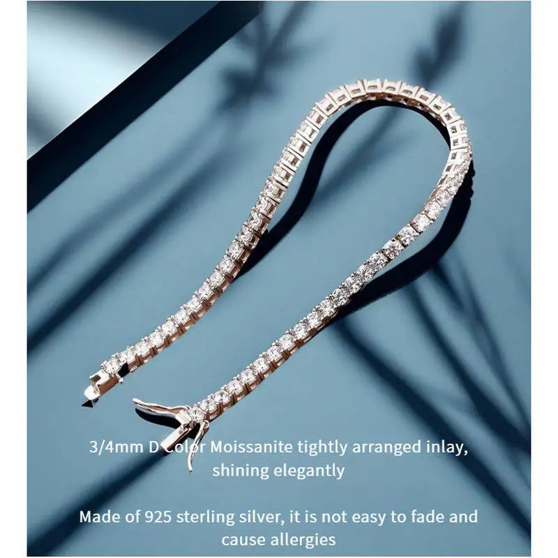 TY 3mm 4mm Moissanite Tennis Bracelet 925 Sterling Silver Full Dia Sier Plated Wedding Party Jewelry Bracelets For Women Man