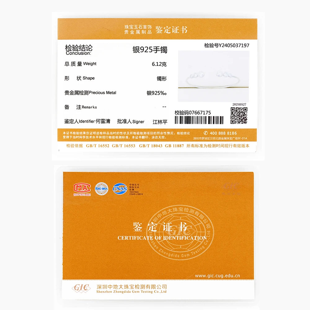 5mm&4mm&3mm Bezel Moissanite Bracelets Pure 925 Sterling Silver Adjustable Cuff Bracelet For Women Opening Wrist Jewelry