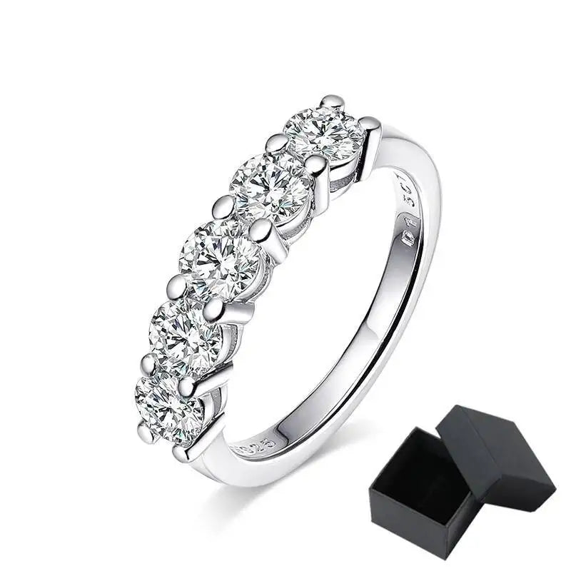 TY White Gold D Color 4mm Moissanite Ring For Women 925 Silver 1.5CT Stone Match Dia Wedding Band Bride S Sterling Sier GRA