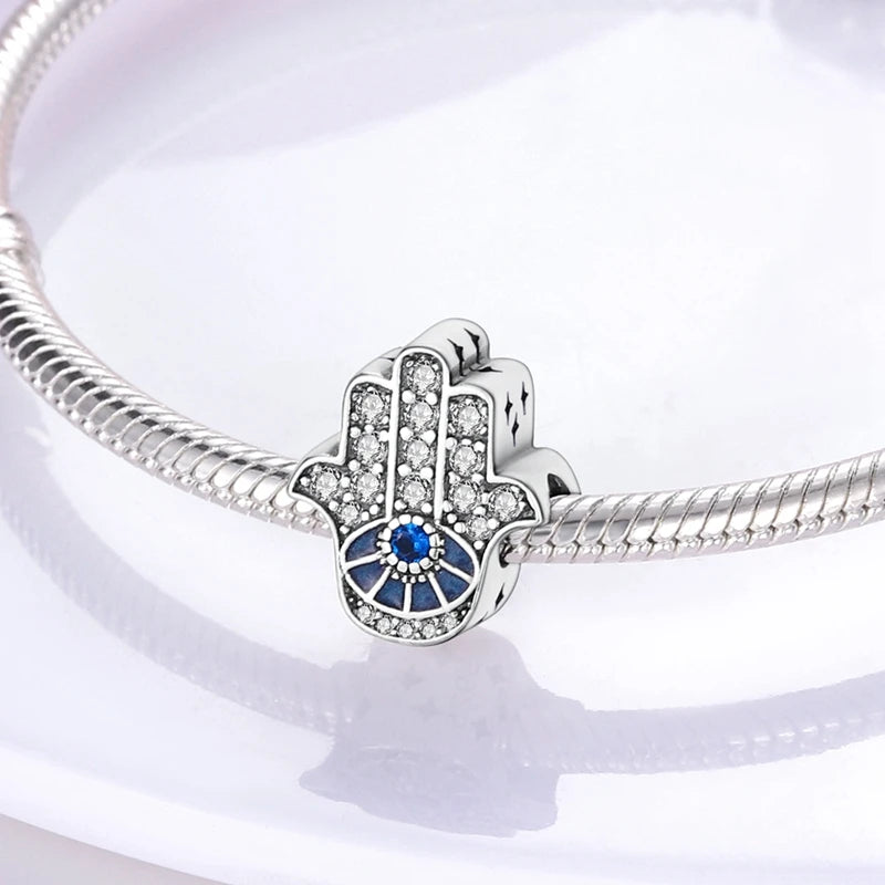 New 925 Silver Dream Charms Baeds Angel Devil's Eye Fatima's Hand Cross Charms Pendant Fit Original Bracelet Women Jewelry Gift