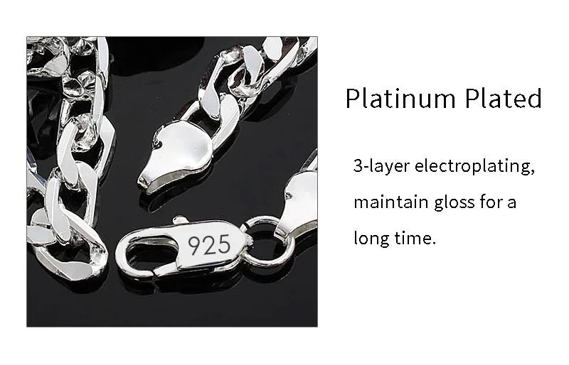Men's 925 Sterling Silver Necklace 2/4/6/8/10/12MM 40-75cm Face Chain Necklace Lobster Clasp Men And Women Engagement Jewelry