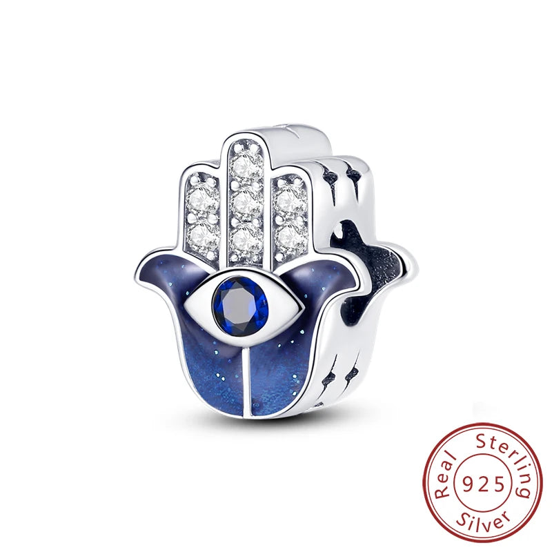 New 925 Silver Dream Charms Baeds Angel Devil's Eye Fatima's Hand Cross Charms Pendant Fit Original Bracelet Women Jewelry Gift