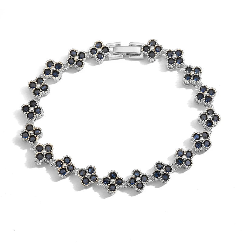 HECHENG,AAAAA Brass 18K gold-plated Flower Necklace Bracelet Jewelry Set ，for Christmas gift for women and best friend