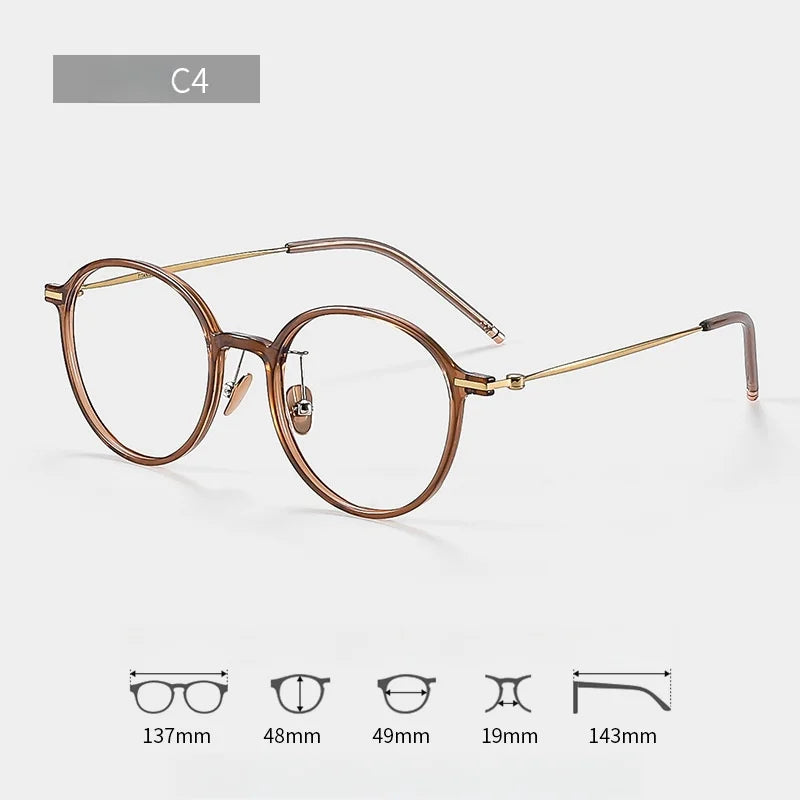 F·DRACON Ultra Light Titanium Eyeglass Frame Retro Round Men's And Women's Eyeglass Frame 9g Optical Prescription Frame 9206