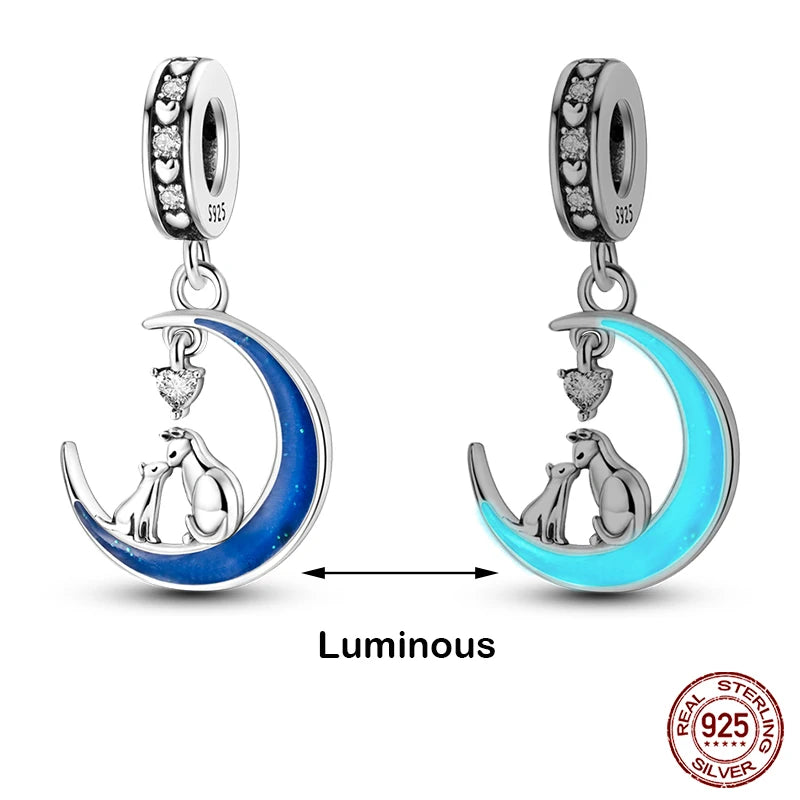 Hot Sale silver-plated Glow in the dark Firefly Honeybee Star Charms Beads Fit Qikaola Original Bracelets Fine DIY Jewelry Gift