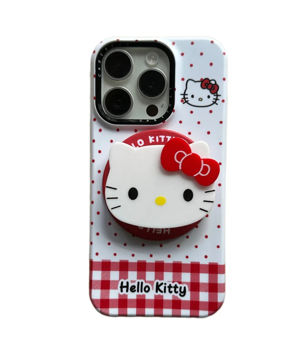 Cute Cartoon Magnetic Holder Magsafe Wireless Charge Phone Case For iPhone 17 16 15 14 13 Pro Max Sanrio Hello Kitty Cover