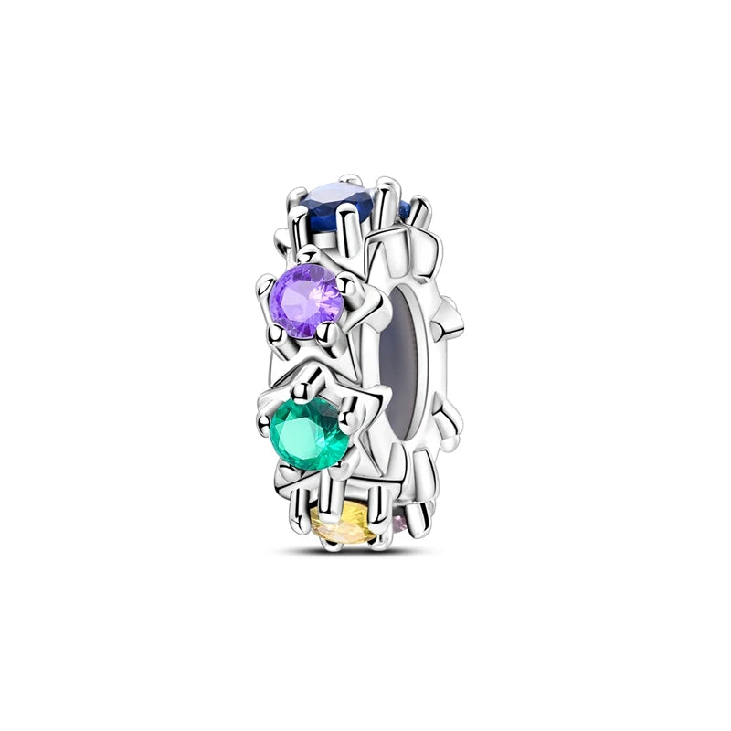 Charm Hot Sales 925 Sterling Silver Charms Beads CZ pave Round Clip Charms Fit Original Bracelet Necklace Charms Jewelry Gift