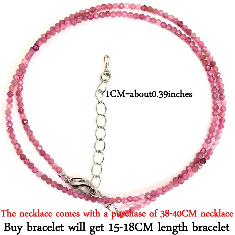 Small Natural Stone Bead Necklace Bracelet for Women,Zircon tourmaline pearl Necklace with , Reki Clavicle Chain, Choker, 2-3mm