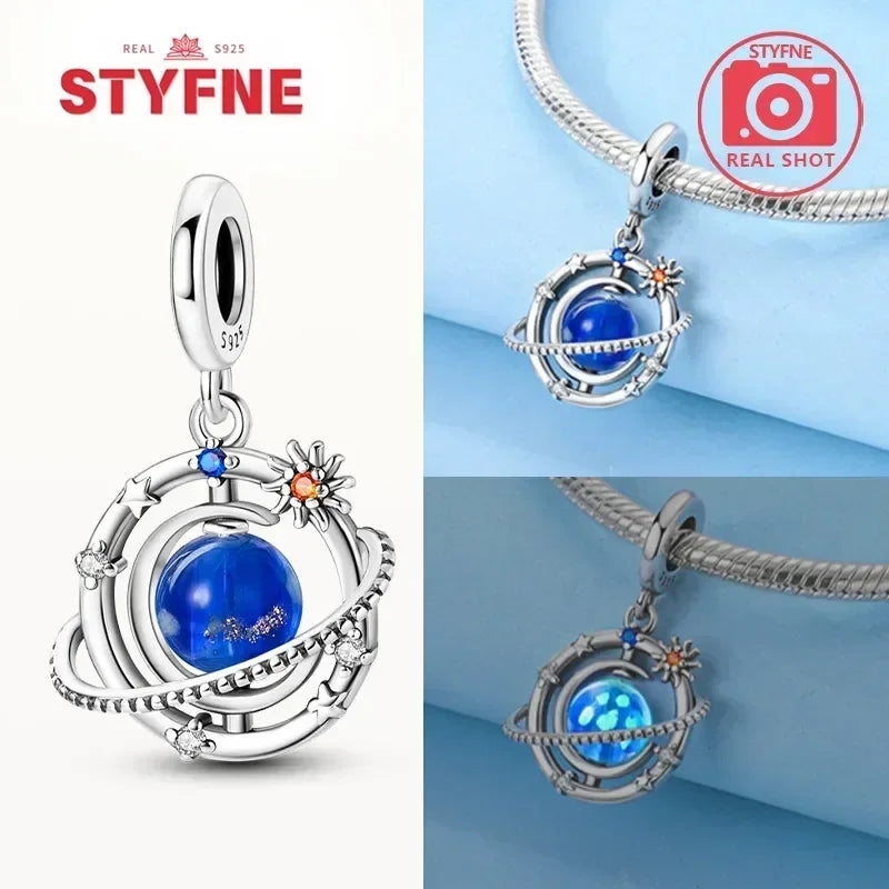 S925 Silver Glow-in-the-dark Firefly Charm Pendant Fit Original Charms Bracelet Gift Beads for Women Diy Fine Jewelry Gifts