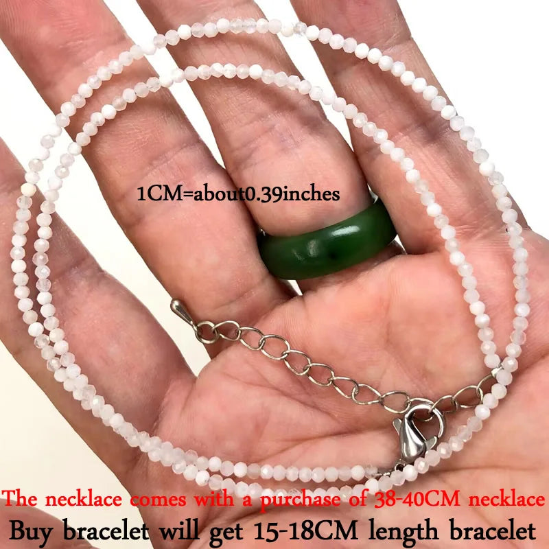Mini -Faceted Gem Beads Necklaces For Women Natural Stone Chokers Agate garnet pearl Chain Handmade bracelet Yoga Jewelry Female