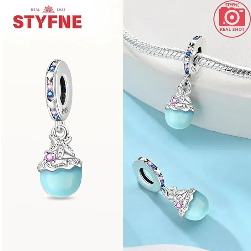 S925 Silver Glow-in-the-dark Firefly Charm Pendant Fit Original Charms Bracelet Gift Beads for Women Diy Fine Jewelry Gifts