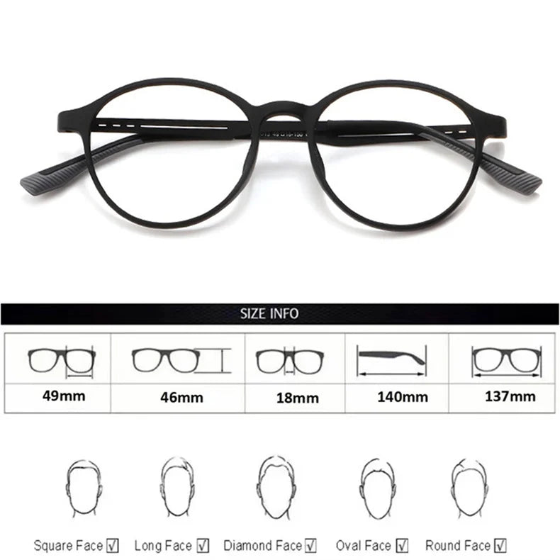 New Ultralight Rubber Titanium Alloy TR90 Myopia Glasses Retro Round Optical Prescription Eyeglasses Frame Men And Women Eyewear