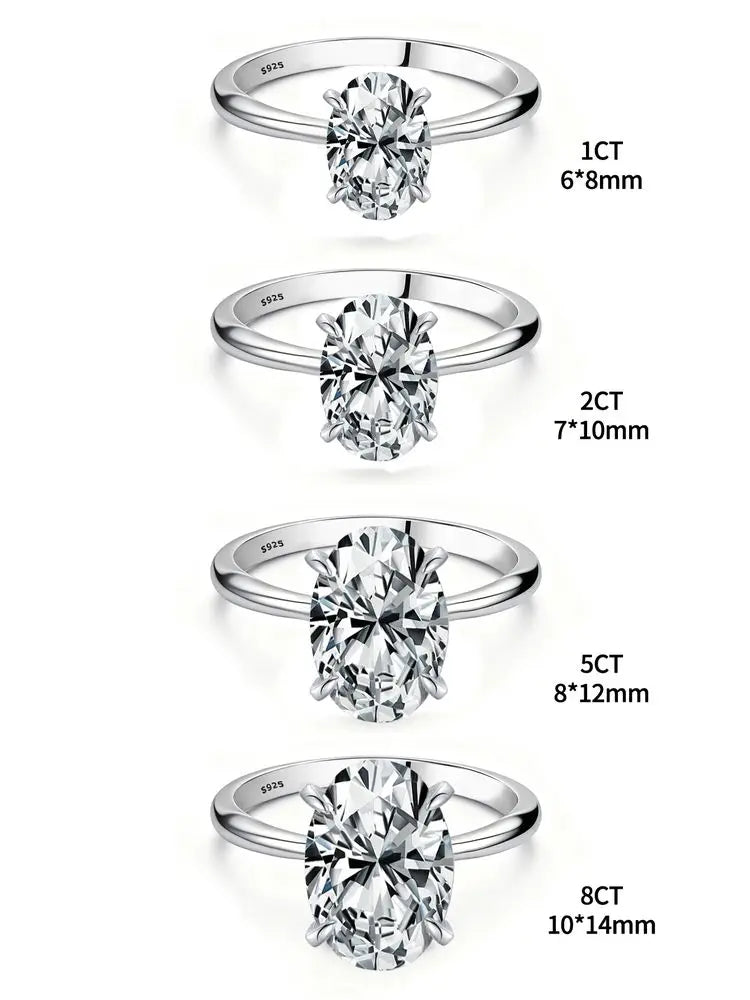 925 Sterling Silver Luxury 1-8CT Zircon Gorgeous Oval Stone Ring For Women Engagement Wedding Luxury High Quality Fine Jewelry