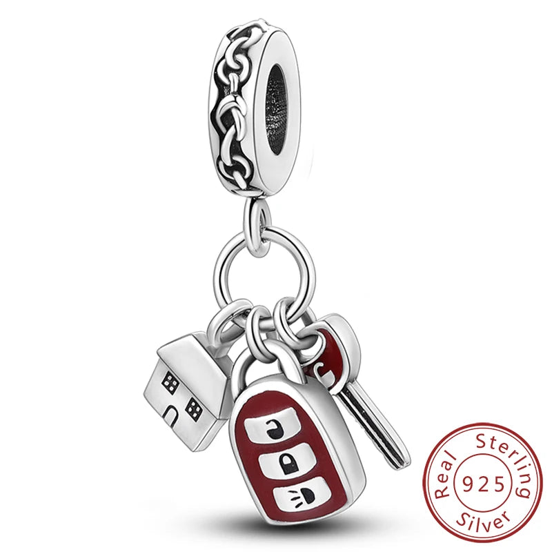 Original Charms Bead 925 Sterling Silver Paris Tower Car Map Castle Travel Charms Fit Pendant Bracelets Women DIY Jewelry Making
