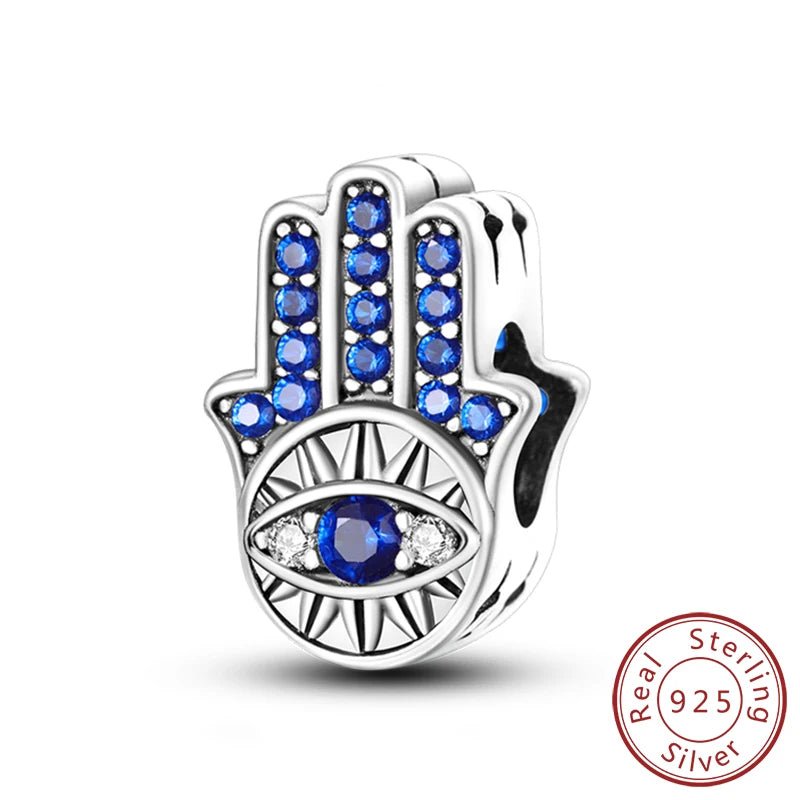 New 925 Silver Dream Charms Baeds Angel Devil's Eye Fatima's Hand Cross Charms Pendant Fit Original Bracelet Women Jewelry Gift