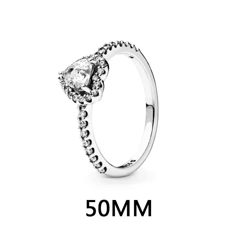 New 925 sterling silver heart-shaped pink ring necklace earring set luxurious sparkling charm jewelry fashion wedding gift