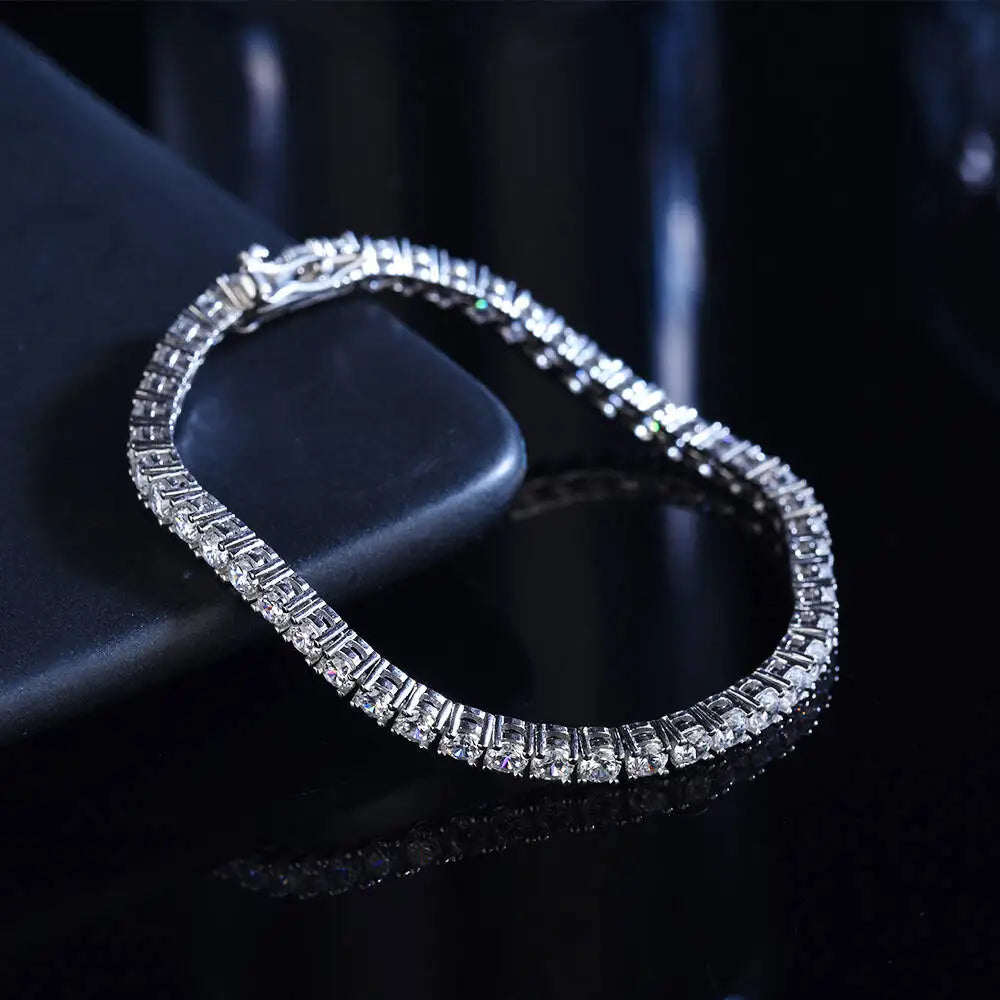 TY 3mm 4mm Moissanite Tennis Bracelet 925 Sterling Silver Full Dia Sier Plated Wedding Party Jewelry Bracelets For Women Man