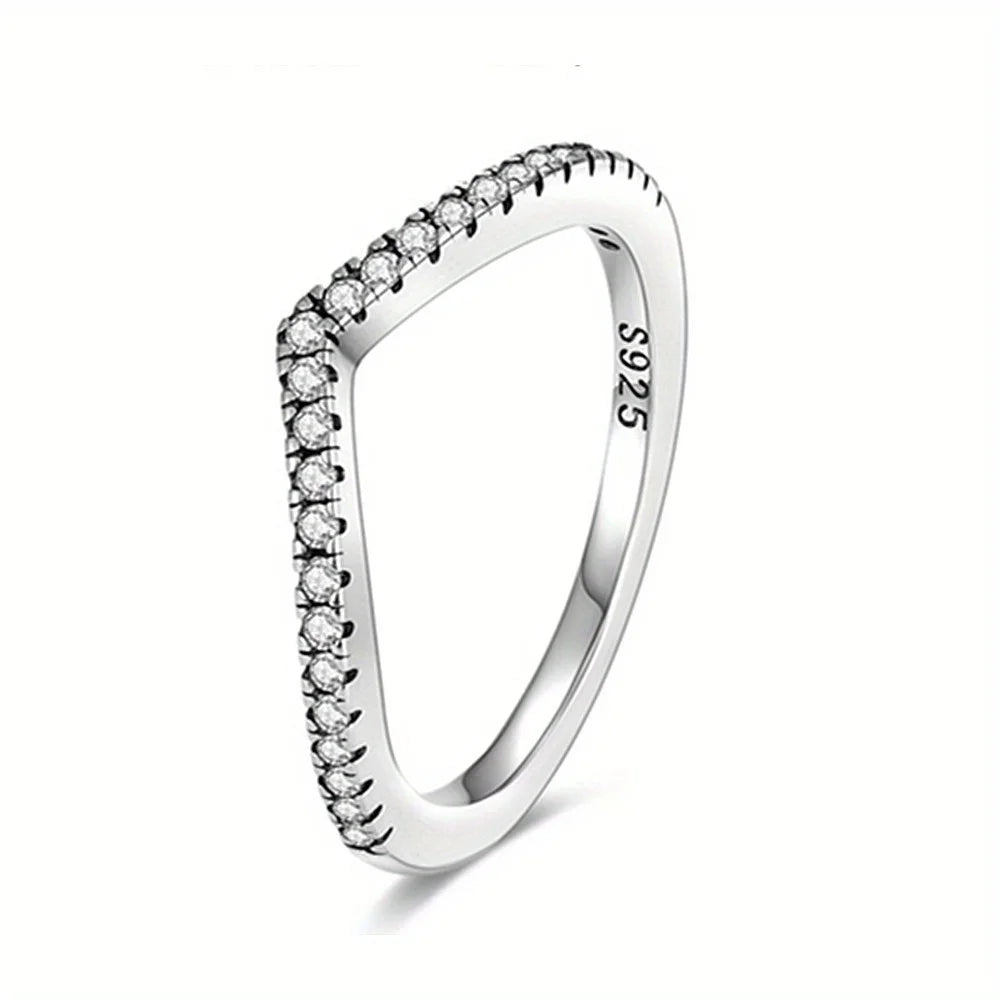 Original 925 Sterling Silver Red Pink Ring Heart Bow Sun Moon Colorful Crystal For Women Valentine's Birthday Gift DIY Jewelry