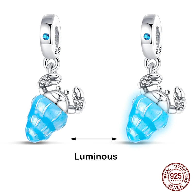 Hot Sale silver-plated Glow in the dark Firefly Honeybee Star Charms Beads Fit Qikaola Original Bracelets Fine DIY Jewelry Gift