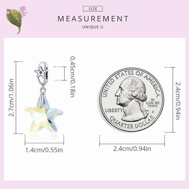 BISAER 925 Sterling Silver Charm Ocean Style Fish Dolphin Mermaid Shell Blue CZ Bead For Necklace&Bracelet DIY Fine Jewelry Gift