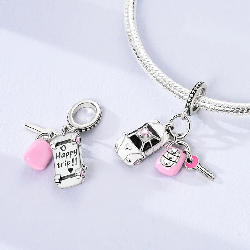 Original Charms Bead 925 Sterling Silver Paris Tower Car Map Castle Travel Charms Fit Pendant Bracelets Women DIY Jewelry Making