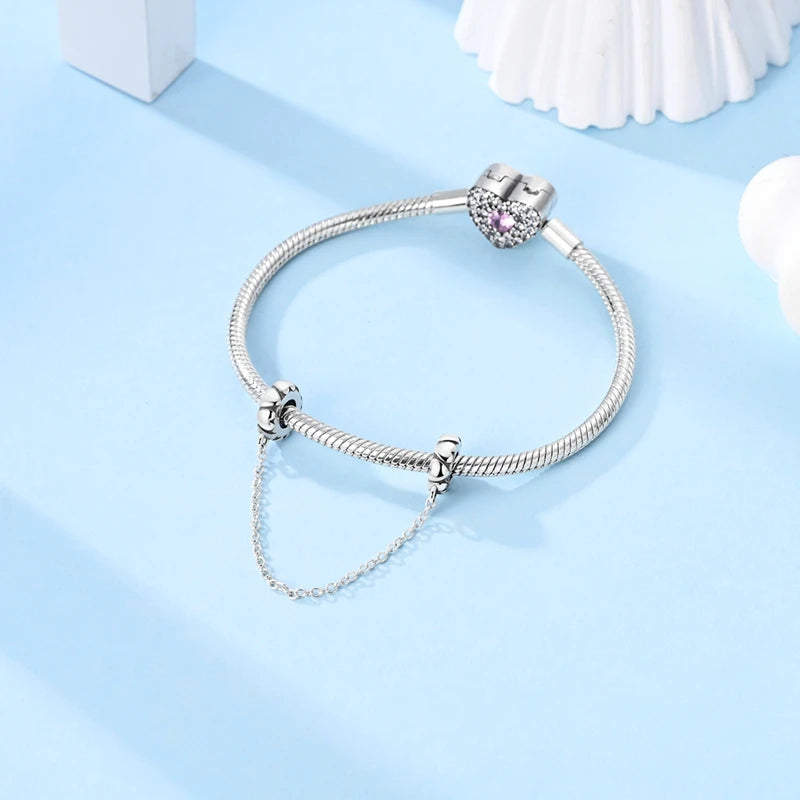 Safety Chain Charms Fit Original 925 Sterling Silver Charms Beads Moon Star Butterfly Heart Safety Chain for Women Jewelry Gift