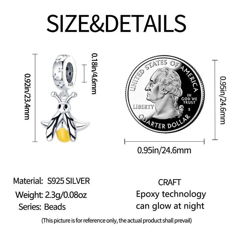 Hot Sale silver-plated Glow in the dark Firefly Honeybee Star Charms Beads Fit Qikaola Original Bracelets Fine DIY Jewelry Gift