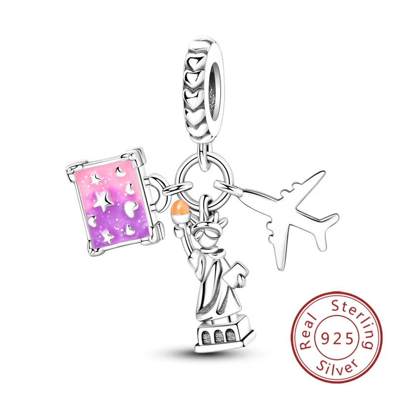 Original Charms Bead 925 Sterling Silver Paris Tower Car Map Castle Travel Charms Fit Pendant Bracelets Women DIY Jewelry Making