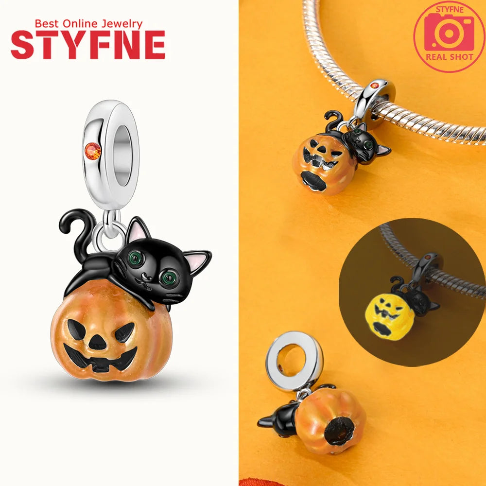 S925 Silver Glow-in-the-dark Firefly Charm Pendant Fit Original Charms Bracelet Gift Beads for Women Diy Fine Jewelry Gifts