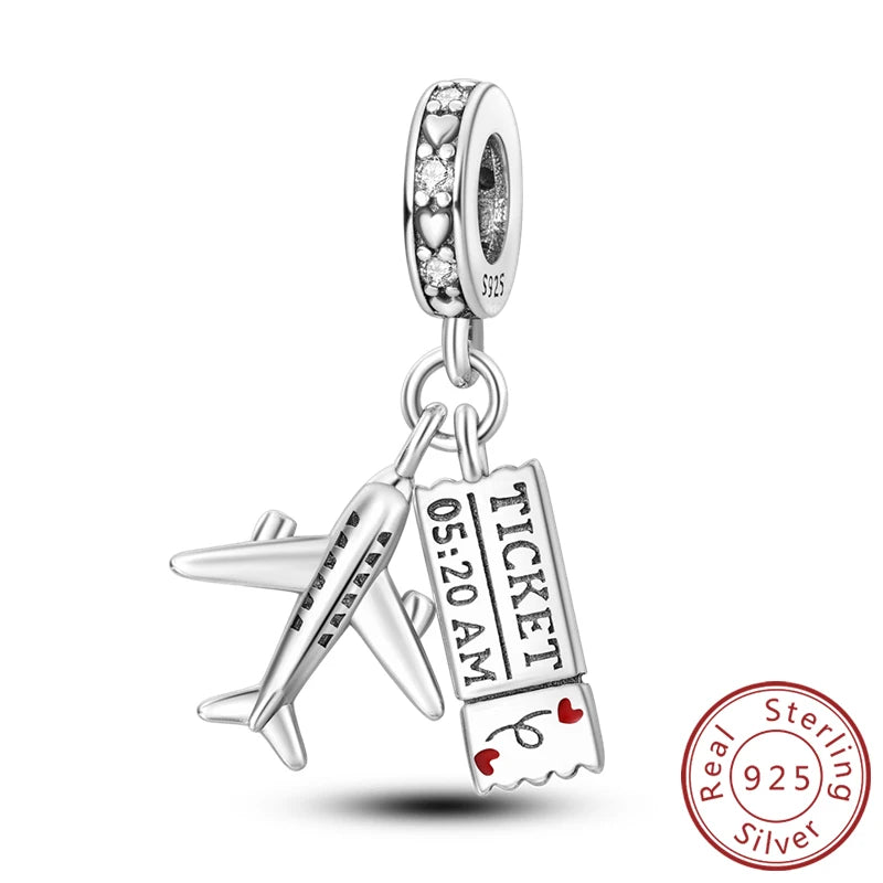 Original Charms Bead 925 Sterling Silver Paris Tower Car Map Castle Travel Charms Fit Pendant Bracelets Women DIY Jewelry Making