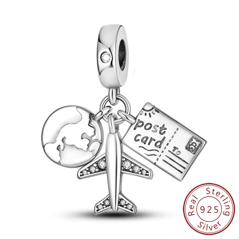 Original Charms Bead 925 Sterling Silver Paris Tower Car Map Castle Travel Charms Fit Pendant Bracelets Women DIY Jewelry Making