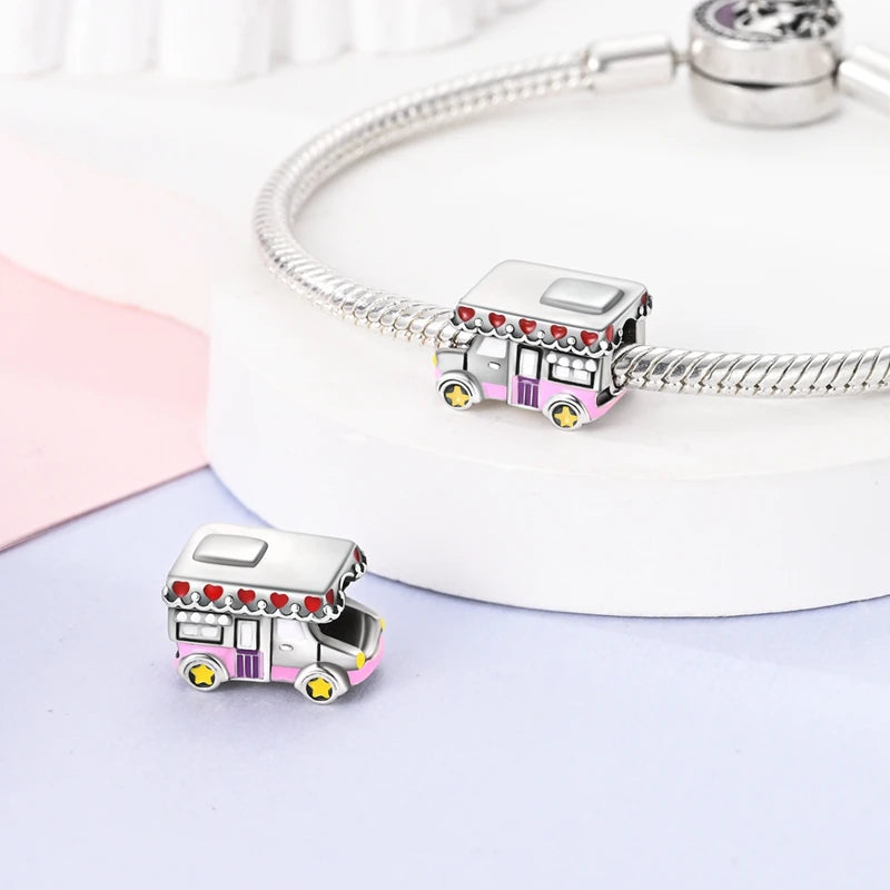 Original Charms Bead 925 Sterling Silver Paris Tower Car Map Castle Travel Charms Fit Pendant Bracelets Women DIY Jewelry Making