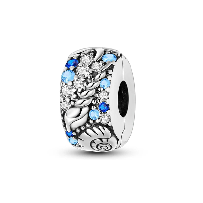 Charm Hot Sales 925 Sterling Silver Charms Beads CZ pave Round Clip Charms Fit Original Bracelet Necklace Charms Jewelry Gift