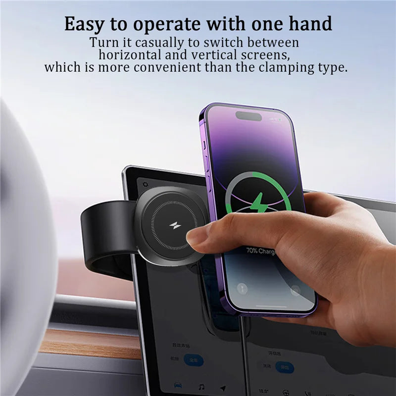 Magnetic Car Wireless Charger Fast Charging Car Phone Holder Center Control Screen Dashboard for iPhone 15 14 13 12 Pro Max Mini
