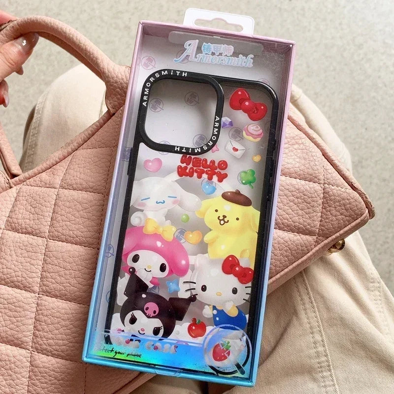Magnetic Holder Magsafe Wireless Charge Phone Case For iPhone 16 15 14 13 12 11 Pro Max Sanrio Hello Kitty Kuromi Melody Cover