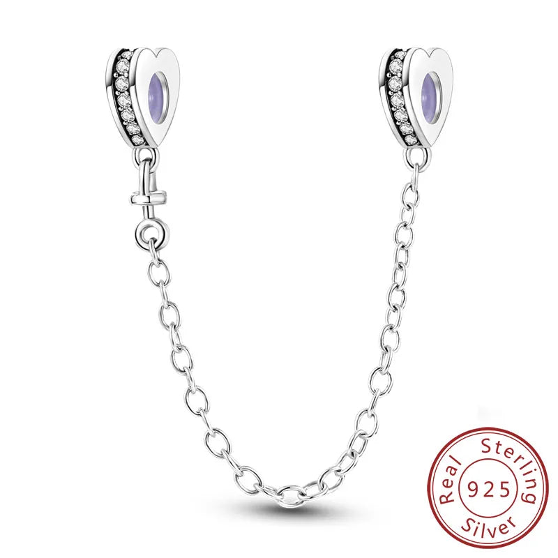 Safety Chain Charms Fit Original 925 Sterling Silver Charms Beads Moon Star Butterfly Heart Safety Chain for Women Jewelry Gift