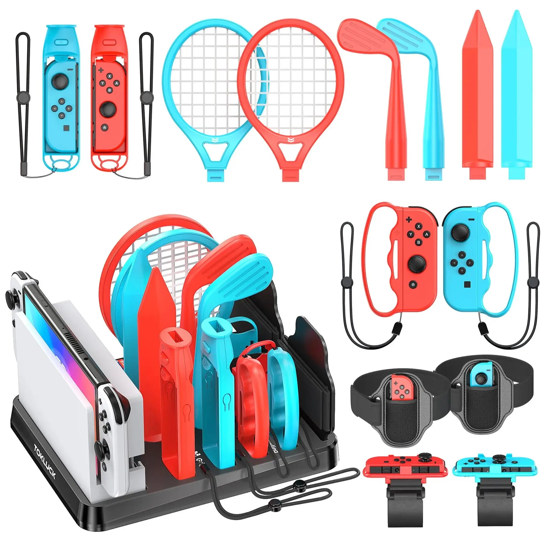 All In One for Switch/Switch OLED Sports Game Accessories Kit for Switch Set Storage Stand for N-Switch