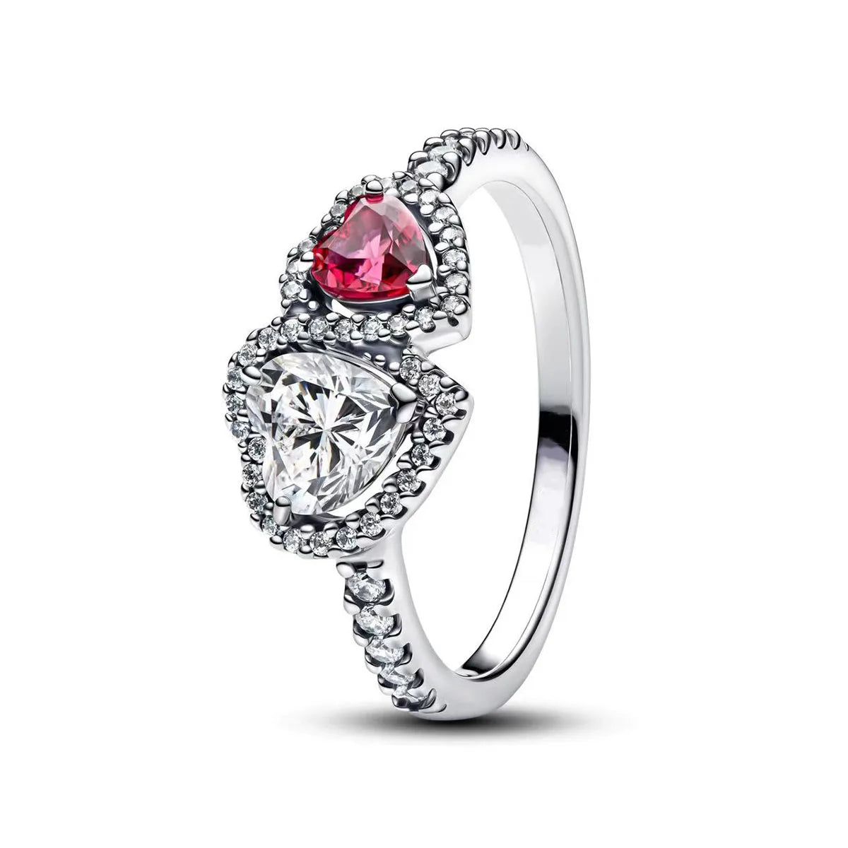 Original 925 Sterling Silver Red Pink Ring Heart Bow Sun Moon Colorful Crystal For Women Valentine's Birthday Gift DIY Jewelry