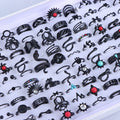 10/20/30/50Pcs/Lot Punk Finger Ring Set For Men Women Mix Style Flower Tai Ji Heart Love Snake Jewelry Party Gifts