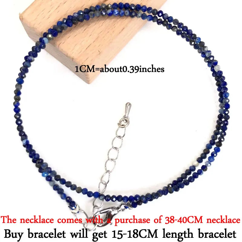 Small Natural Stone Bead Necklace Bracelet for Women,Zircon tourmaline pearl Necklace with , Reki Clavicle Chain, Choker, 2-3mm