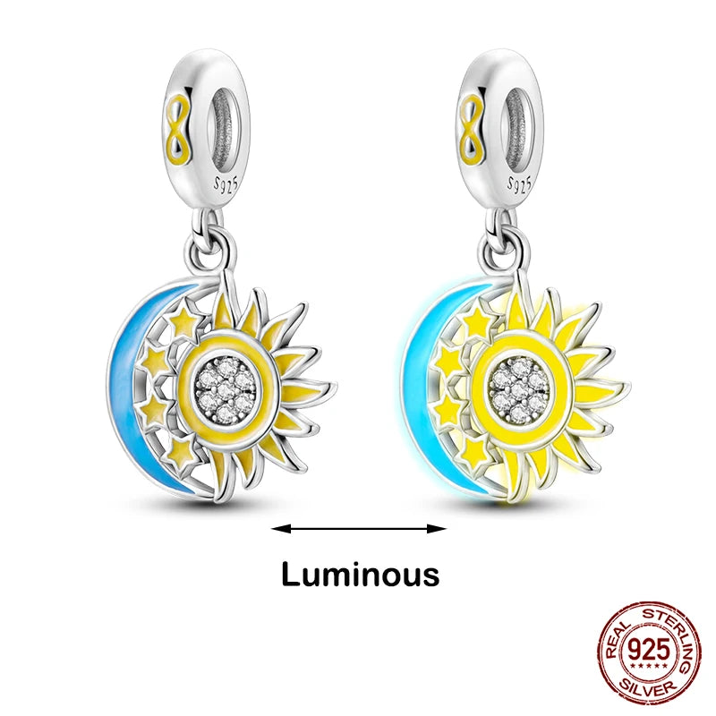 Hot Sale silver-plated Glow in the dark Firefly Honeybee Star Charms Beads Fit Qikaola Original Bracelets Fine DIY Jewelry Gift