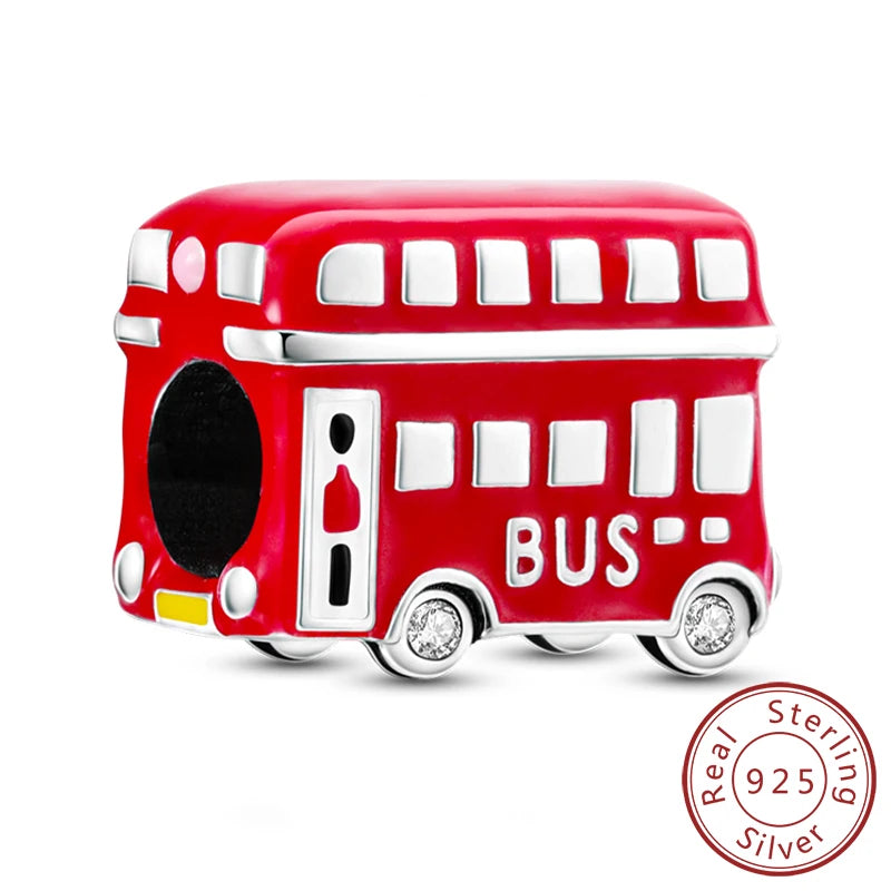 Original Charms Bead 925 Sterling Silver Paris Tower Car Map Castle Travel Charms Fit Pendant Bracelets Women DIY Jewelry Making