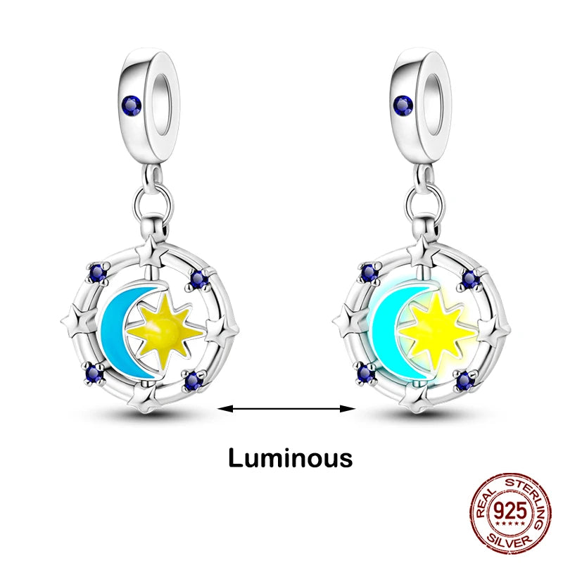 Hot Sale silver-plated Glow in the dark Firefly Honeybee Star Charms Beads Fit Qikaola Original Bracelets Fine DIY Jewelry Gift