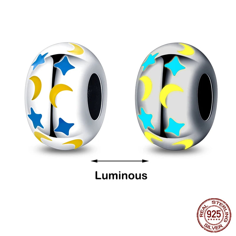 Hot Sale silver-plated Glow in the dark Firefly Honeybee Star Charms Beads Fit Qikaola Original Bracelets Fine DIY Jewelry Gift